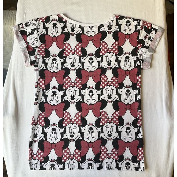 Disney Women Shirt M White Graphic Print Minnie Mouse Logo Crew Neck Pullover - Picture 6 of 6